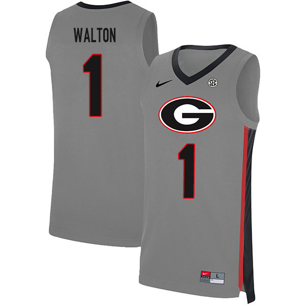 2020 Men #1 Jaykwon Walton Georgia Bulldogs College Basketball Jerseys Sale-Gray - Click Image to Close